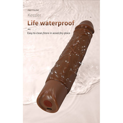 PRETTY LOVE - KESSLER REALISTIC VIBRATING DILDO WITH 10 VIBRATION MODES AND 10 THROWS, 22 CM, BROWN
