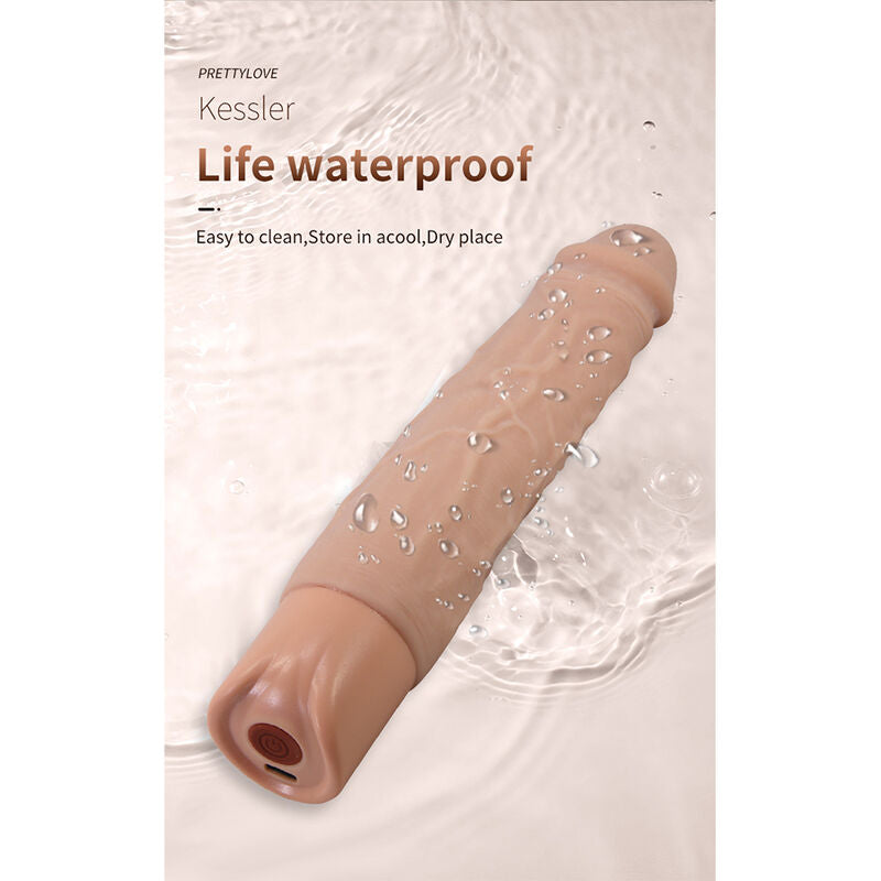 PRETTY LOVE - KESSLER REALISTIC VIBRATING DILDO WITH 10 VIBRATION MODES AND 10 THROWS, 22 CM NATURAL