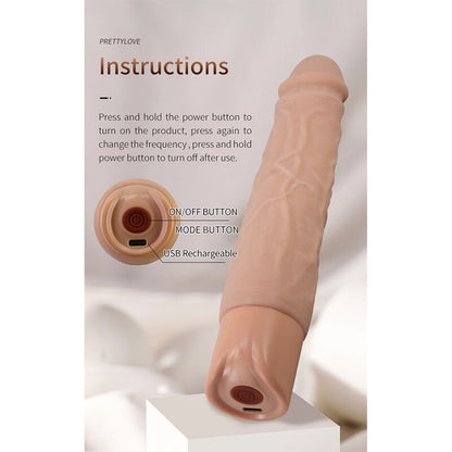 PRETTY LOVE - KESSLER REALISTIC VIBRATING DILDO WITH 10 VIBRATION MODES AND 10 THROWS, 22 CM NATURAL