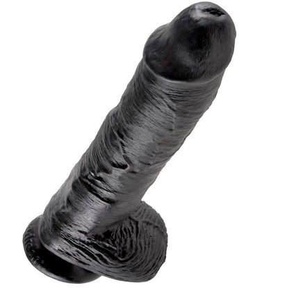 KING COCK - DILDO BLACK WITH BALLS 25.4 CM