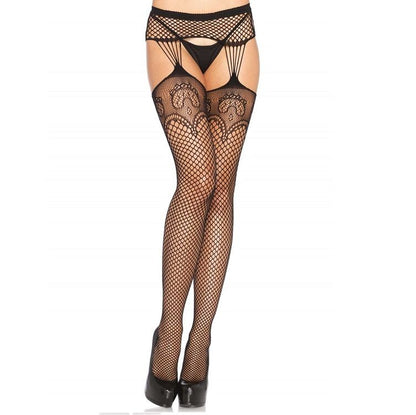 LEG AVENUE - NET STOCKINGS WITH GARTER LINES - Kink&Play
