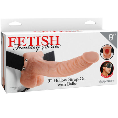 FETISH FANTASY SERIES - SERIES 9 HOLLOW STRAP-ON WITH BALLS 22.9CM FLESH - Kink&Play