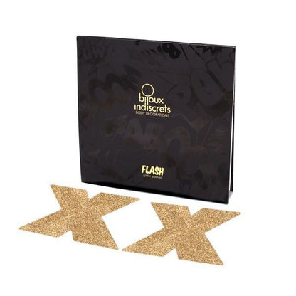 BIJOUX - INDISCRETS FLASH CROSS GOLD NIPPLE COVERS - Kink&Play