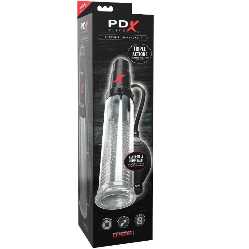 PDX ELITE - SUCK N PUMP STROKER VIBRATING MASTURBATOR STIMULATING WAVE PUMP - Kink&Play
