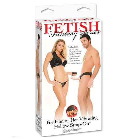 FETISH FANTASY SERIES - HOLLOW VIBRATOR HARNESS FOR HIM AND HER NATURAL 14CM - Kink&Play