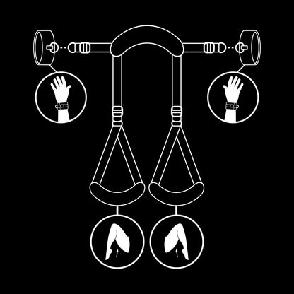 FETISH SUBMISSIVE - OPEN LEGS POSITION WITH NOPRENE LINING HANDCUFFS - Kink&Play
