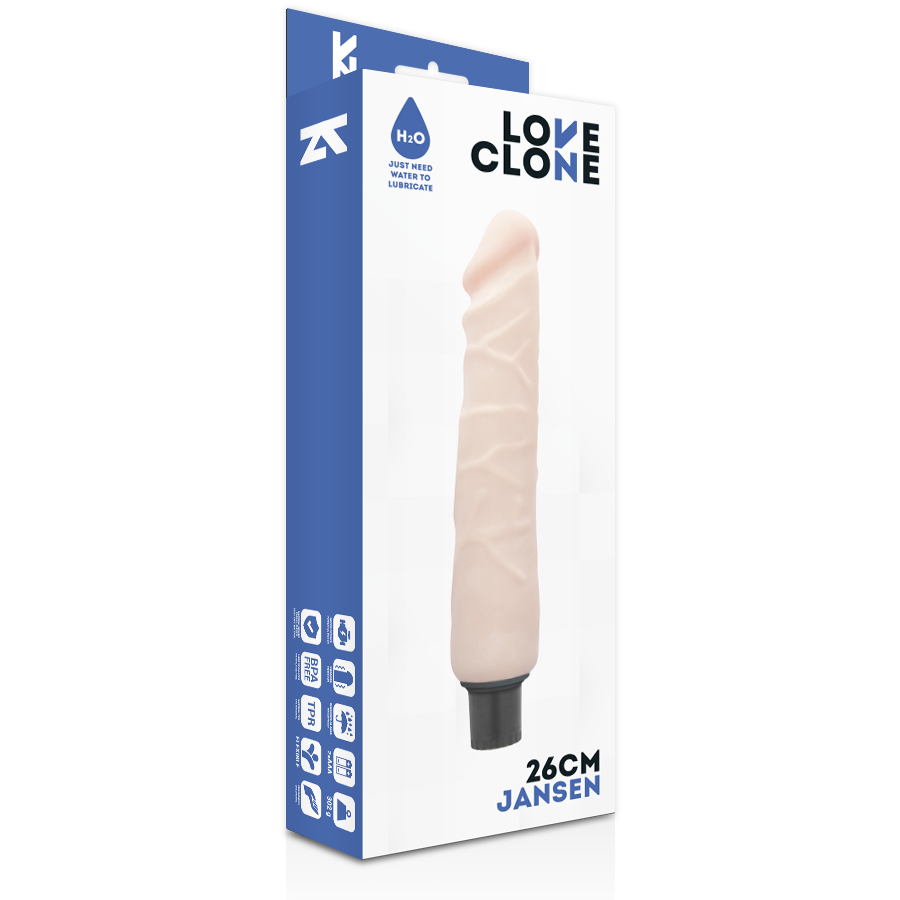 LOVECLONE - JANSEN SJÄLVSMÖRJANDE VIBRATOR 26 CM -O- 4,2 CM