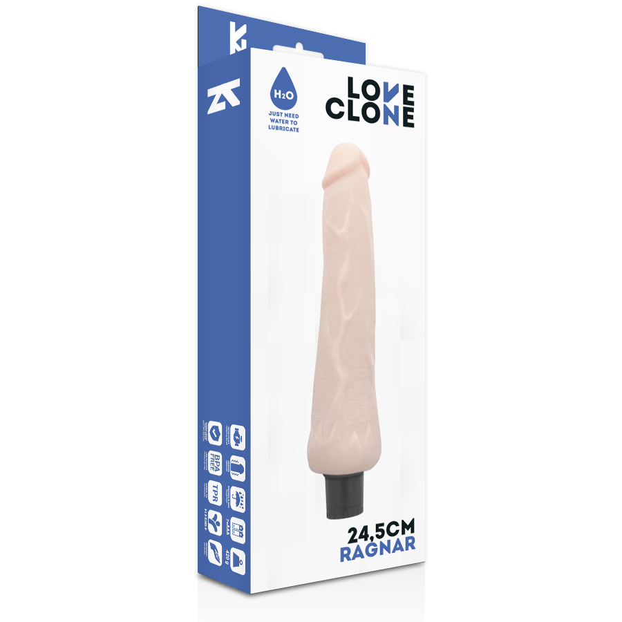 LOVECLONE - RAGNAR SJÄLVSMÖRJANDE VIBRATOR 24,5 CM -O- 3,5 CM