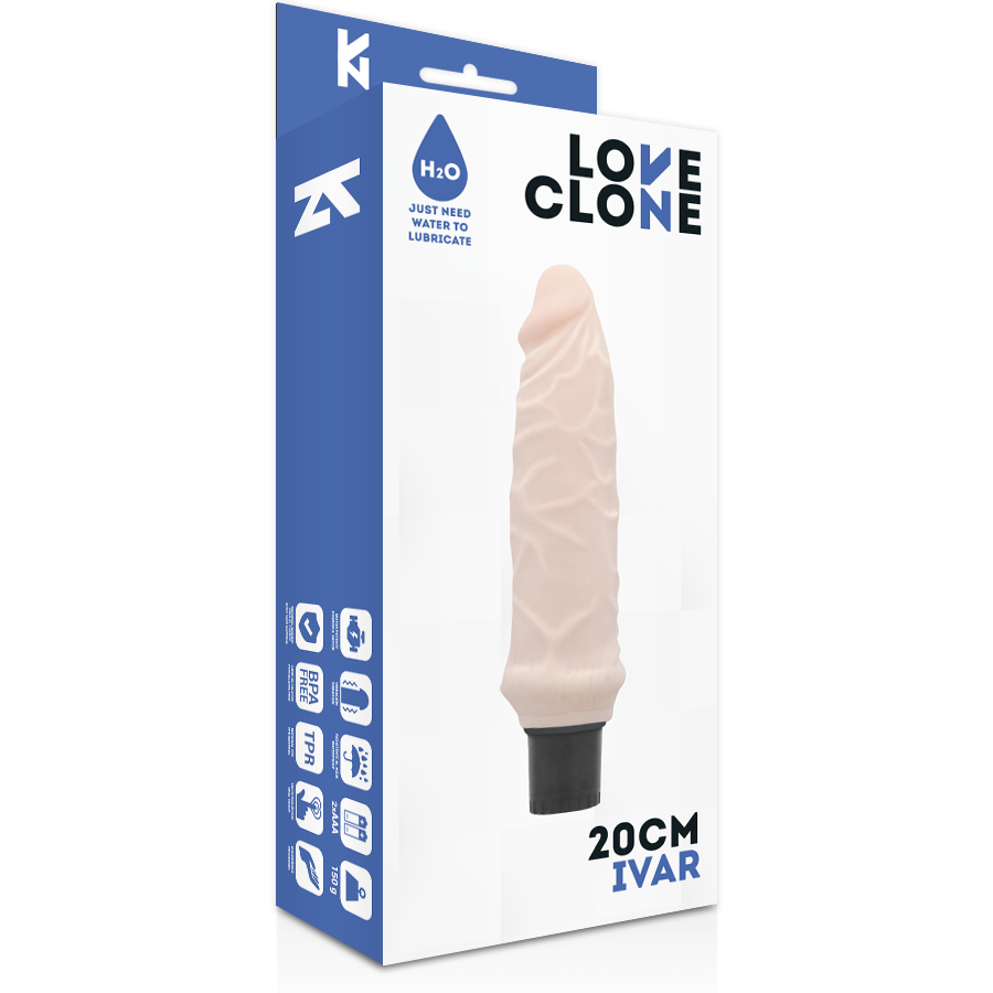 LOVECLONE - IVAR SJÄLVSMÖRJANDE VIBRATOR 20 CM -O- 3,7 CM