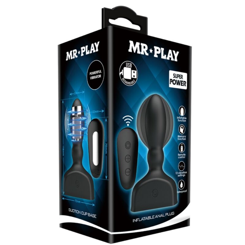 MR PLAY - SVART UPPBLÅSBAR ANALPLUGG FJÄRRKONTROLL