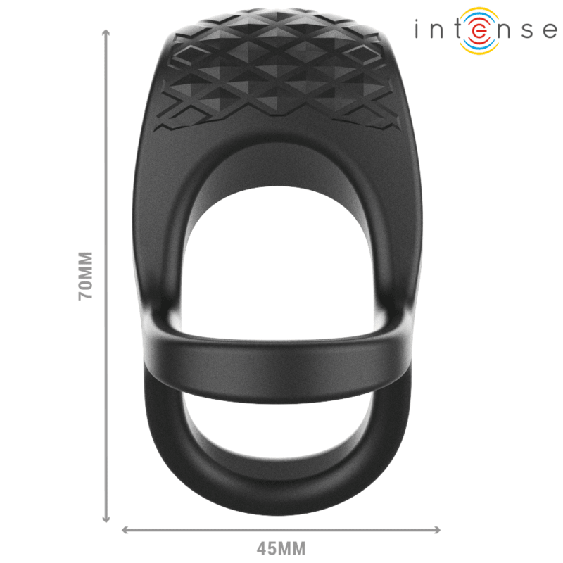 INTENSE - ALEX VIBRATOR DOUBLE PENIS RING 10 VIBRATIONS BLACK - Kink&Play