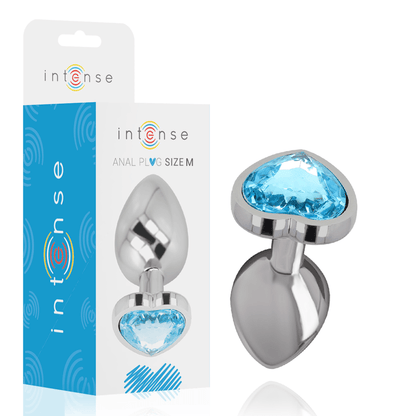 INTENSE - ALUMINUM METAL ANAL PLUG BLUE HEART SIZE M - Kink&Play
