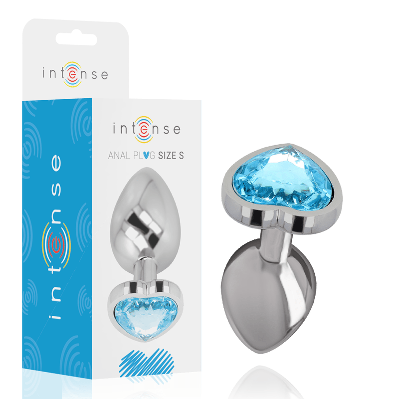 INTENSE - ALUMINUM METAL ANAL PLUG BLUE HEART SIZE S - Kink&Play