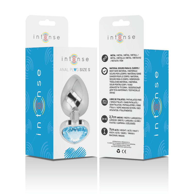 INTENSE - ALUMINUM METAL ANAL PLUG BLUE HEART SIZE S - Kink&Play