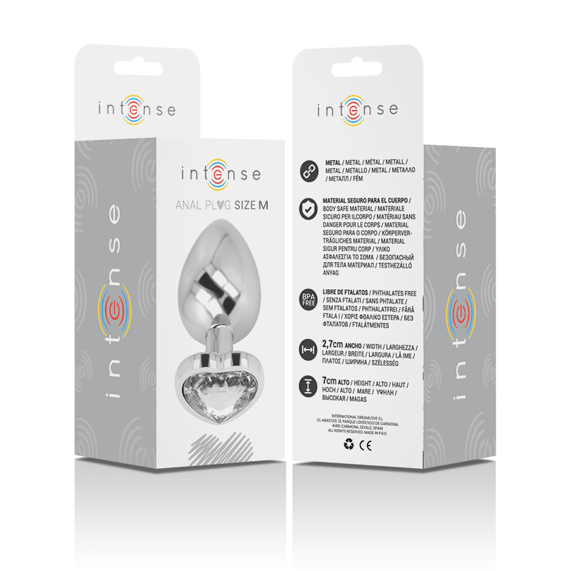 INTENSE - ALUMINUM METAL ANAL PLUG WHITE HEART SIZE M - Kink&Play
