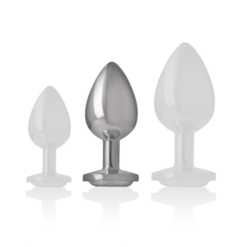 INTENSE - ALUMINUM METAL ANAL PLUG WHITE HEART SIZE M - Kink&Play