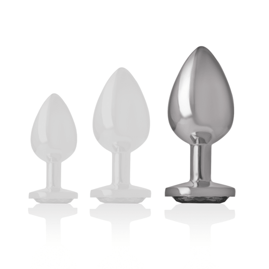 INTENSE - ALUMINUM METAL ANAL PLUG WITH BLACK GLASS SIZE L - Kink&Play