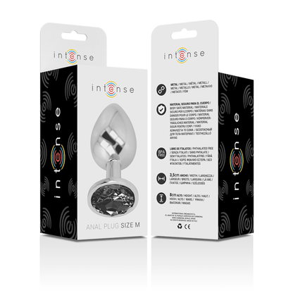 INTENSE - ALUMINUM METAL ANAL PLUG WITH BLACK GLASS SIZE M - Kink&Play