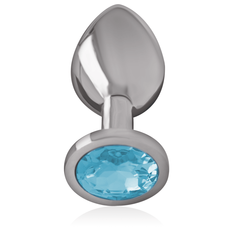 INTENSE - ALUMINUM METAL ANAL PLUG WITH BLUE CRYSTAL SIZE L - Kink&Play