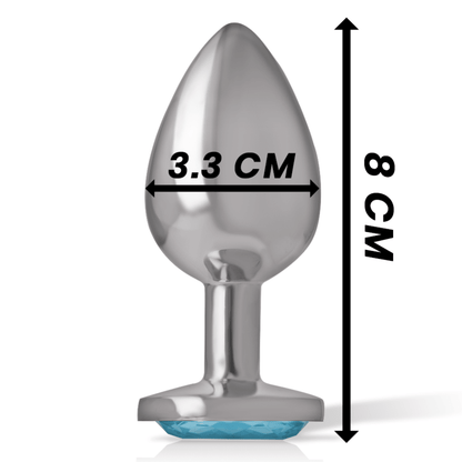 INTENSE - ALUMINUM METAL ANAL PLUG WITH BLUE GLASS SIZE M - Kink&Play