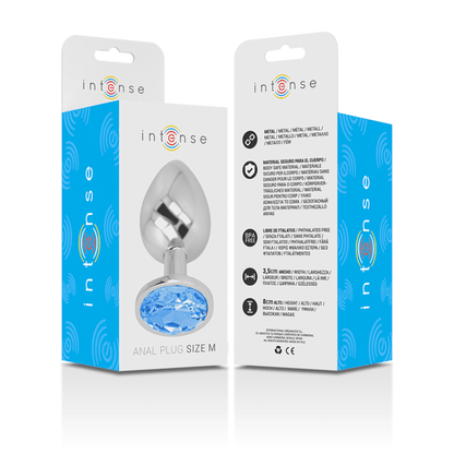 INTENSE - ALUMINUM METAL ANAL PLUG WITH BLUE GLASS SIZE M - Kink&Play