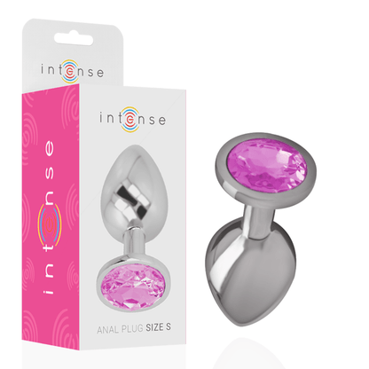 INTENSE - ALUMINUM METAL ANAL PLUG WITH PINK CRYSTAL SIZE S - Kink&Play