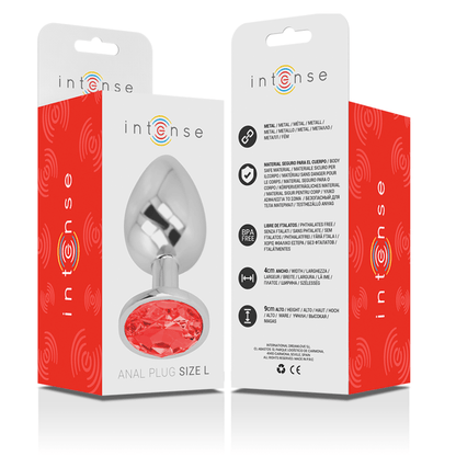 INTENSE - ALUMINUM METAL ANAL PLUG WITH RED CRYSTAL SIZE L - Kink&Play