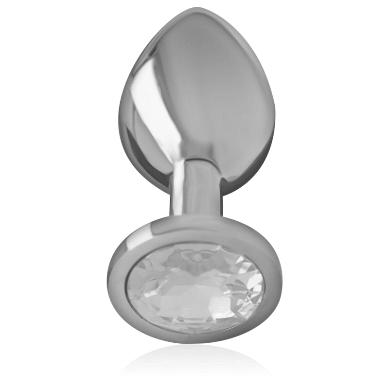 INTENSE - ALUMINUM METAL ANAL PLUG WITH SILVER CRYSTAL SIZE L - Kink&Play