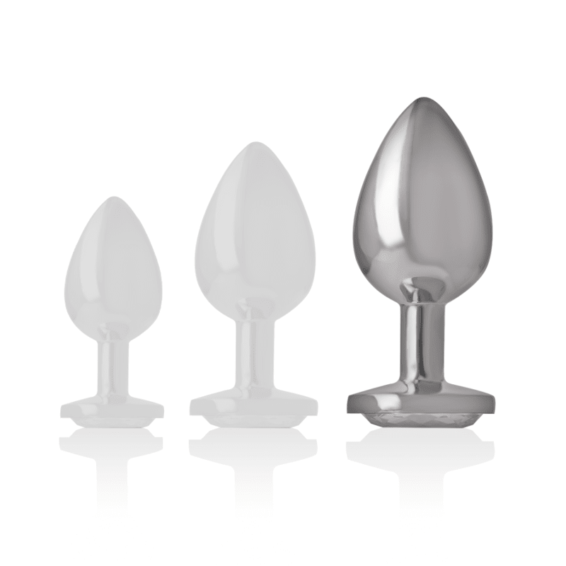 INTENSE - ALUMINUM METAL ANAL PLUG WITH SILVER CRYSTAL SIZE L - Kink&Play