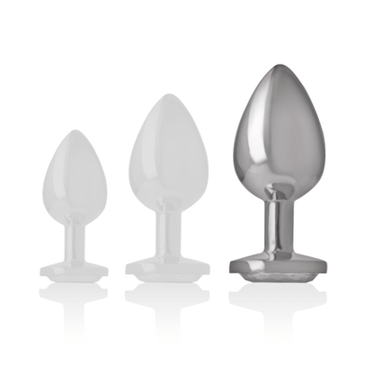 INTENSE - ALUMINUM METAL ANAL PLUG WITH SILVER CRYSTAL SIZE L - Kink&Play