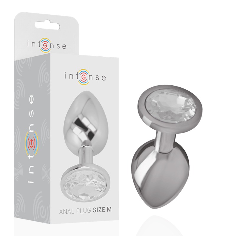 INTENSE - ALUMINUM METAL ANAL PLUG WITH SILVER CRYSTAL SIZE M - Kink&Play