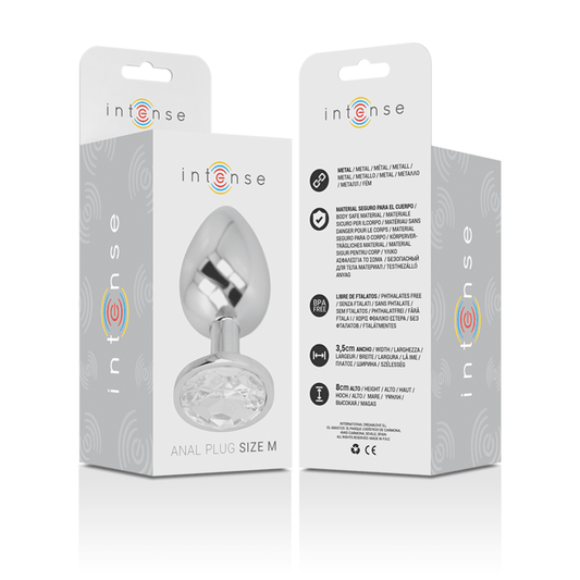 INTENSE - ALUMINUM METAL ANAL PLUG WITH SILVER CRYSTAL SIZE M - Kink&Play