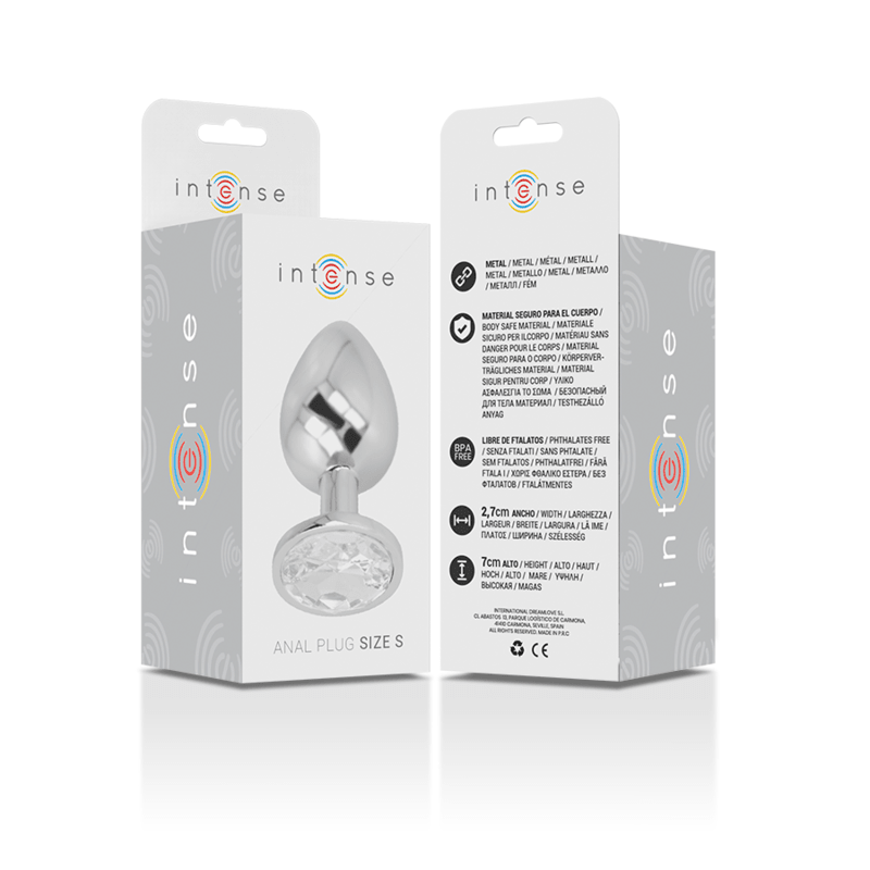 INTENSE - ALUMINUM METAL ANAL PLUG WITH SILVER CRYSTAL SIZE S - Kink&Play