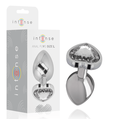 INTENSE - ANAL PLUG METAL ALUMINUM WHITE HEART SIZE L - Kink&Play