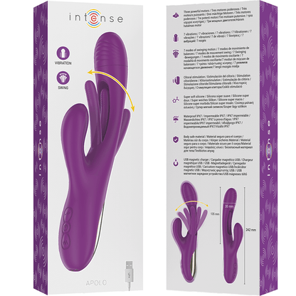 INTENSE - APOLO RECHARGEABLE MULTIFUNCTION VIBRATOR 7 VIBRATIONS WITH SWINGING MOTION PURPLE - Kink&Play