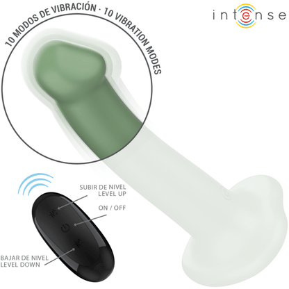 INTENSE - BECCA VIBRATOR WITH SUCTION CUP 10 VIBRATIONS GREEN REMOTE CONTROL - Kink&Play