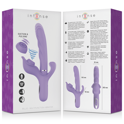 INTENSE - BILLIE RECHARGEABLE MULTIFUNCTION VIBRATOR STIMULATING WAVES WITH PURPLE PUSH BUTTON - Kink&Play