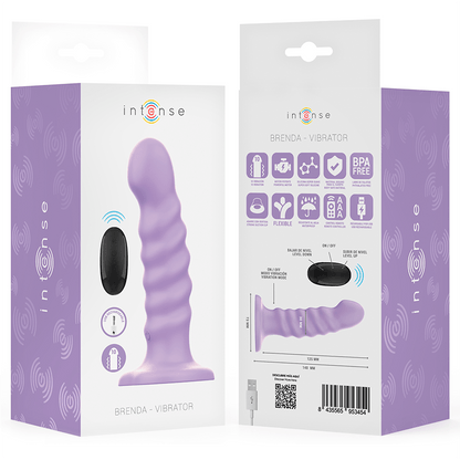INTENSE - BRENDA VIBRATOR SIZE M SPIRAL DESIGN 10 VIBRATIONS PURPLE REMOTE CONTROL - Kink&Play