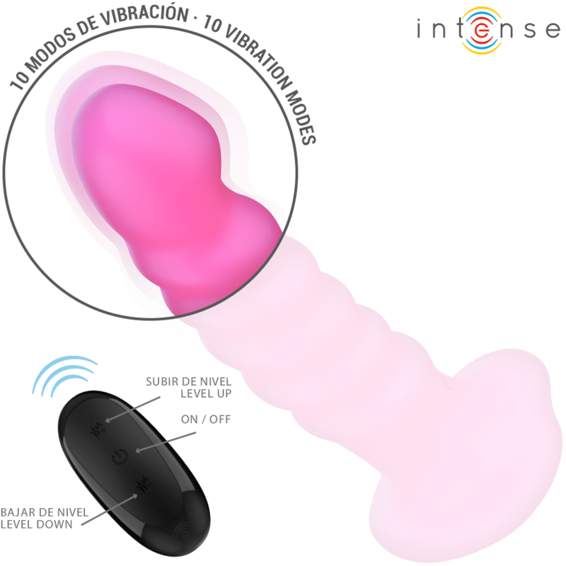 INTENSE - CINDY VIBRATOR SIZE L SPIRAL DESIGN 10 VIBRATIONS PINK REMOTE CONTROL - Kink&Play