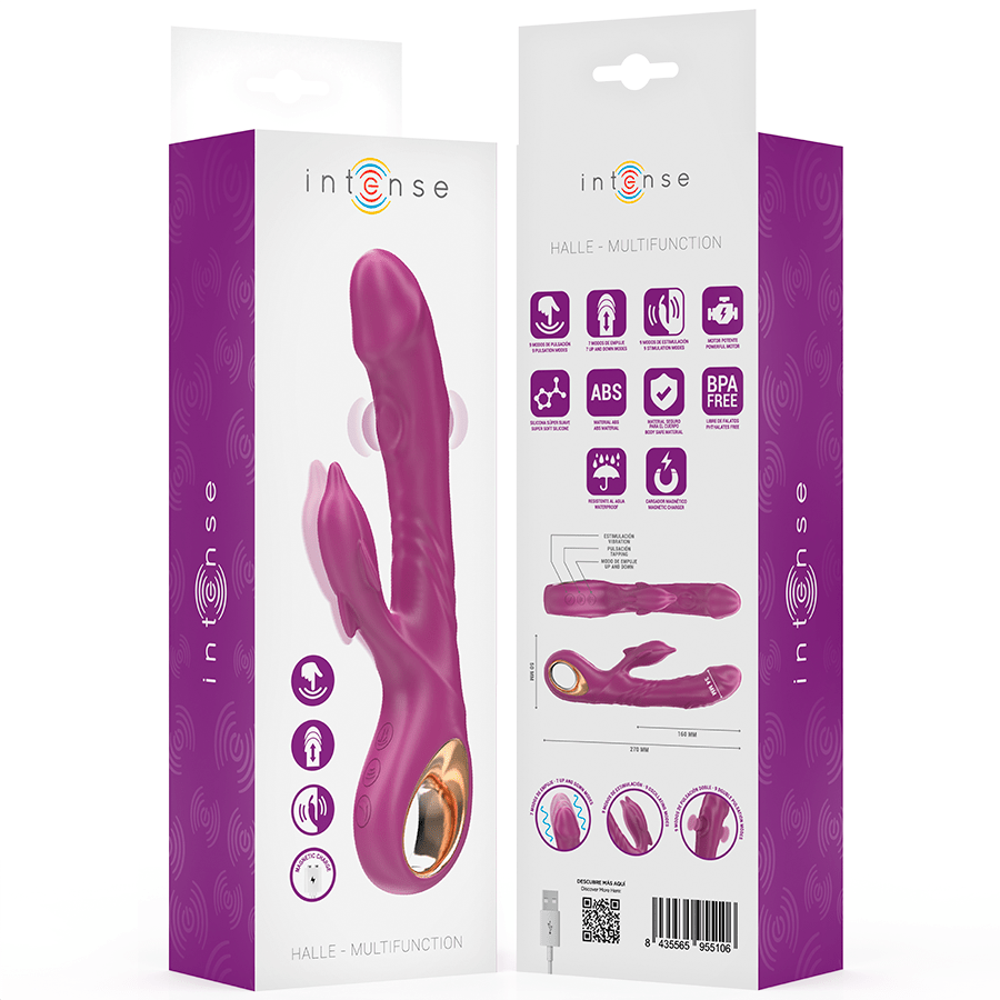 INTENSE - HALLE MULTIFUNCTION VIBRATOR WITH DOLPHIN STIMULATING TONGUE PURPLE - Kink&Play