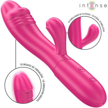 INTENSE - IVY FLEXIBLE VIBRATOR 10 VIBRATIONS WITH STIMULATING TONGUE PINK - Kink&Play