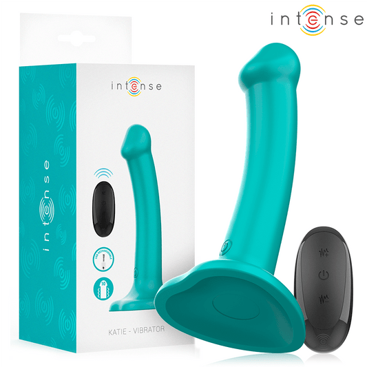 INTENSE - KATIE VIBRATOR WITH SUCTION CUP 10 VIBRATIONS BLUE REMOTE CONTROL - Kink&Play