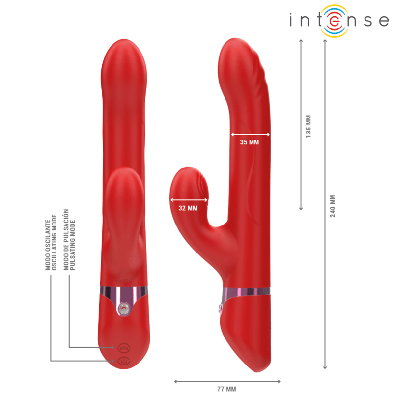 INTENSE - LELE MULTIFUNCTION VIBRATOR ROTATING & OSCILLATION & STIMULATION RED - Kink&Play