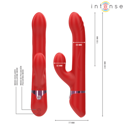 INTENSE - LELE MULTIFUNCTION VIBRATOR ROTATING & OSCILLATION & STIMULATION RED - Kink&Play