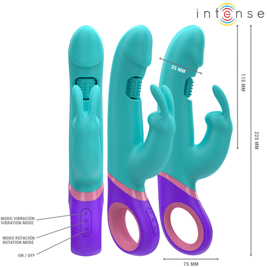 INTENSE - MONICA RABBIT VIBRATOR WITH ROTATING G - SPOT STIMULATOR BLUE - Kink&Play