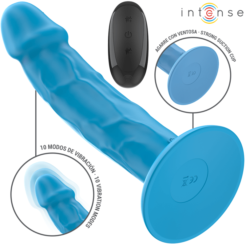 INTENSE - PHOEBE REALISTIC VIBRATOR 10 VIBRATIONS BLUE REMOTE CONTROL - Kink&Play