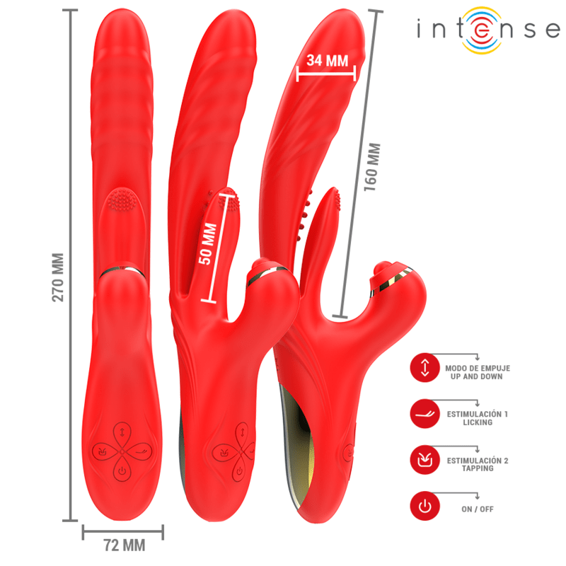 INTENSE - ROSALIA MULTIFUNCTION VIBRATOR 3 IN 1 RED - Kink&Play