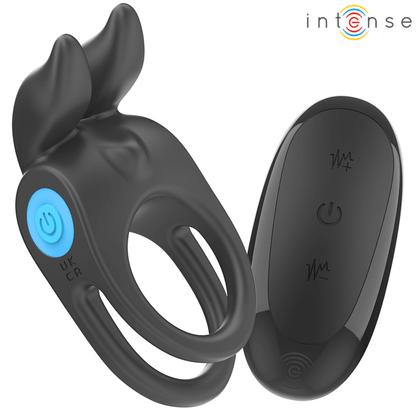 INTENSE - SAM VIBRATOR DOUBLE PENIS RING 10 VIBRATIONS BLACK - Kink&Play