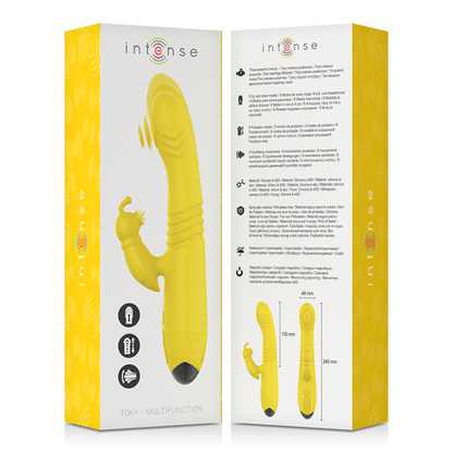 INTENSE - TOKY MULTIFUNCTION VIBRATOR UP & DOWN WITH CLITORAL STIMULATOR YELLOW - Kink&Play