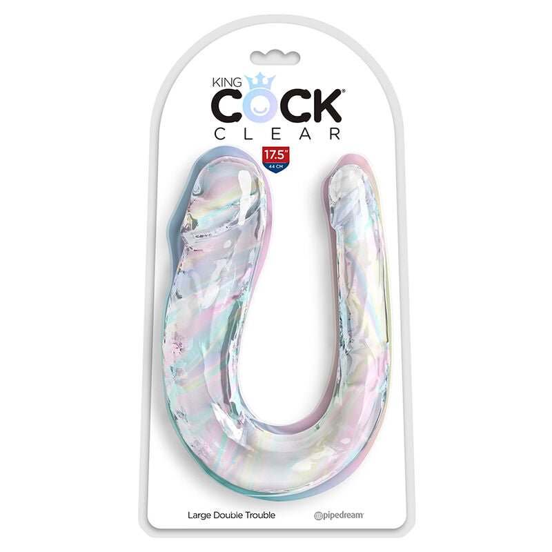 KING COCK - DOUBLE TROUBLE DOUBLE DILDO 44 CM CLEAR - Kink&Play